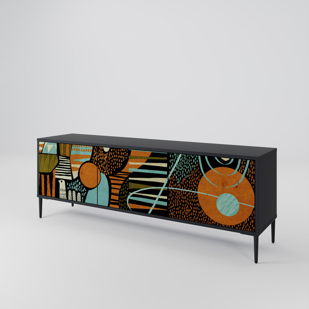 GEODE GLIMMER TV-Lowboard mit 3 Türen in Schwarz