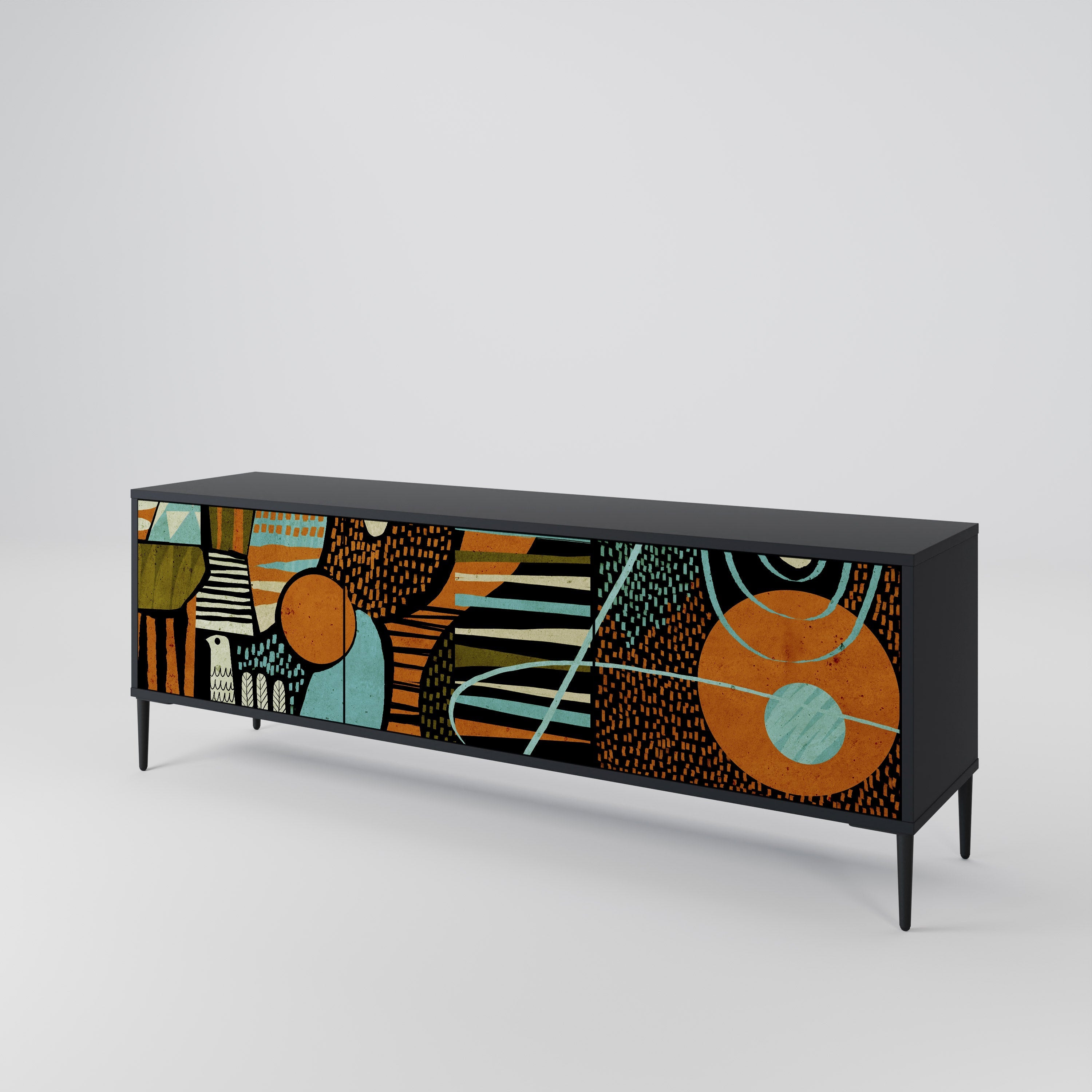 GEODE GLIMMER TV-Lowboard mit 3 Türen in Schwarz