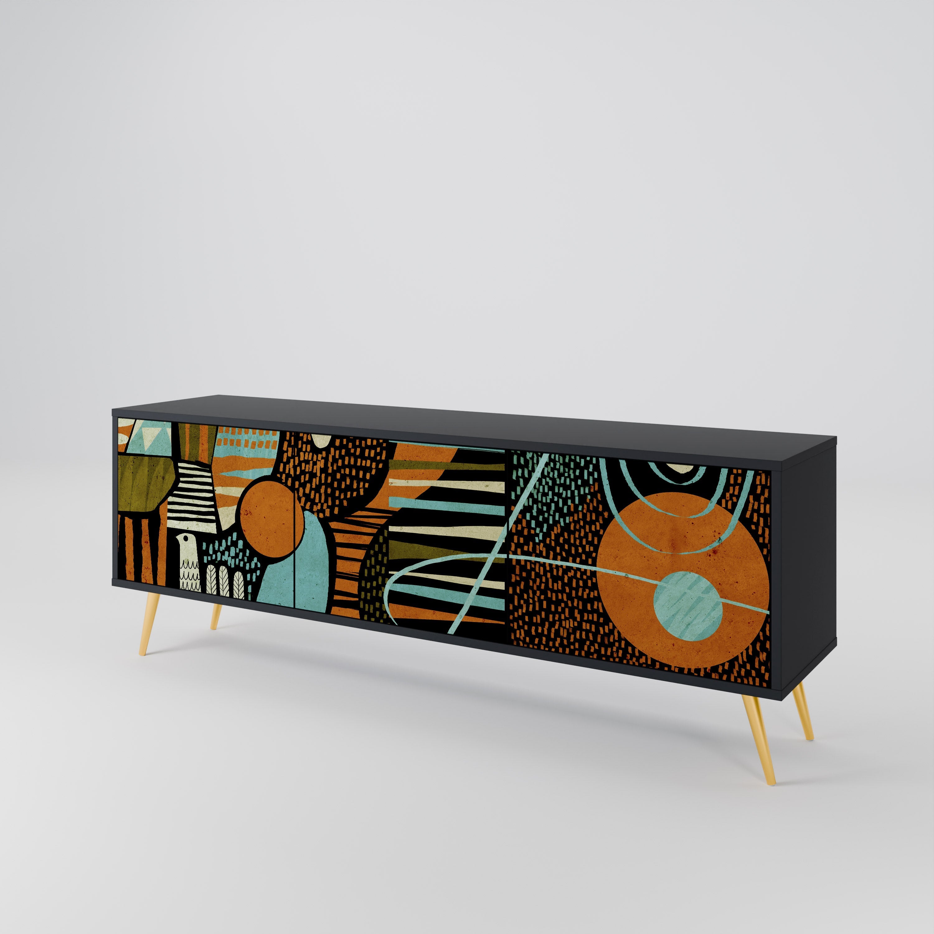 GEODE GLIMMER TV-Lowboard mit 3 Türen in Schwarz