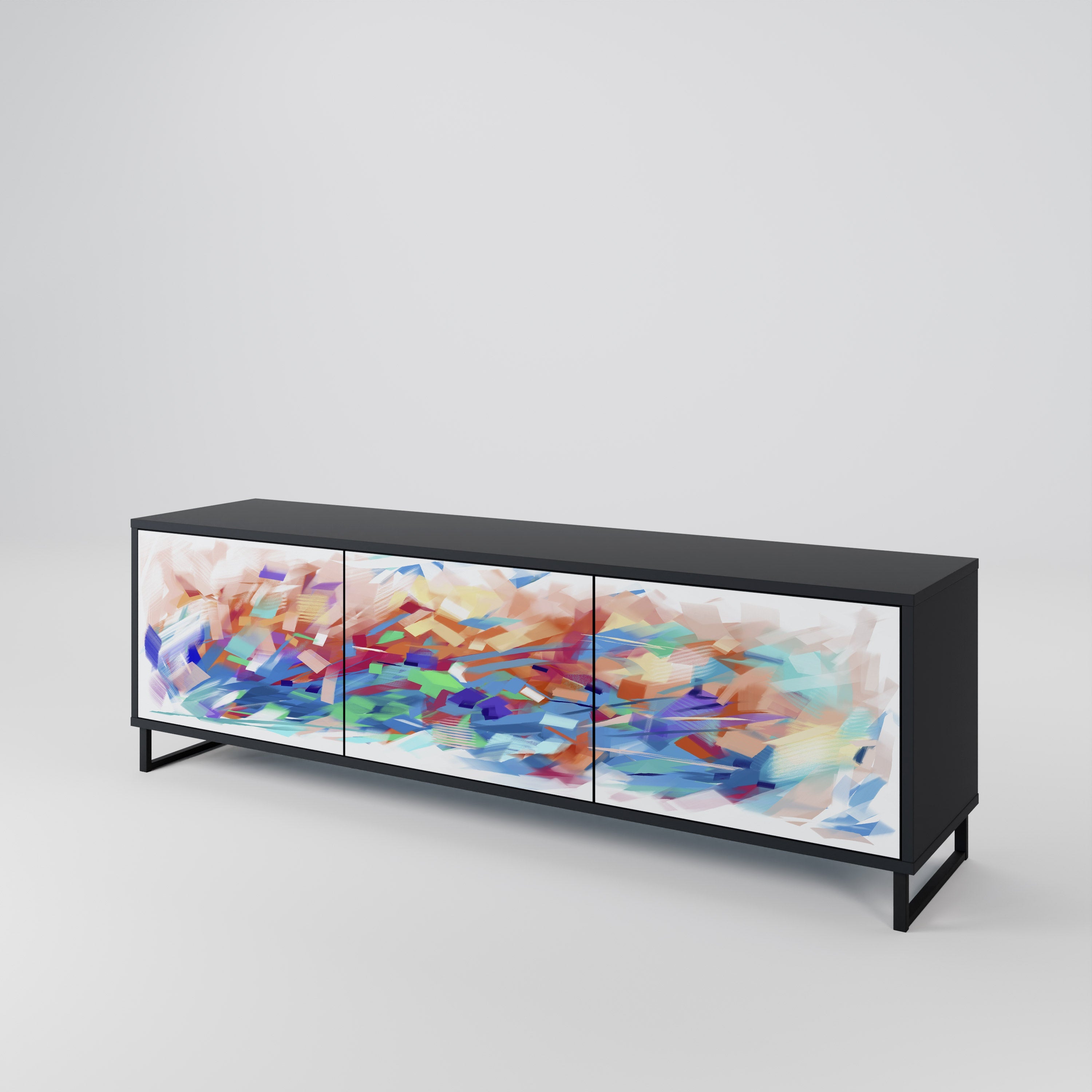 FINESSE MASH-UP TV-Lowboard mit 3 Türen in Schwarz