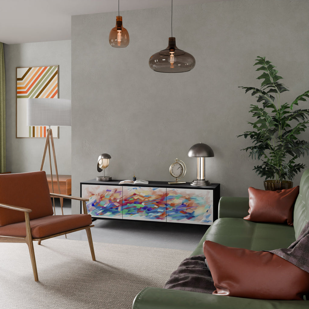 FINESSE MASH-UP TV-Lowboard mit 3 Türen in Schwarz