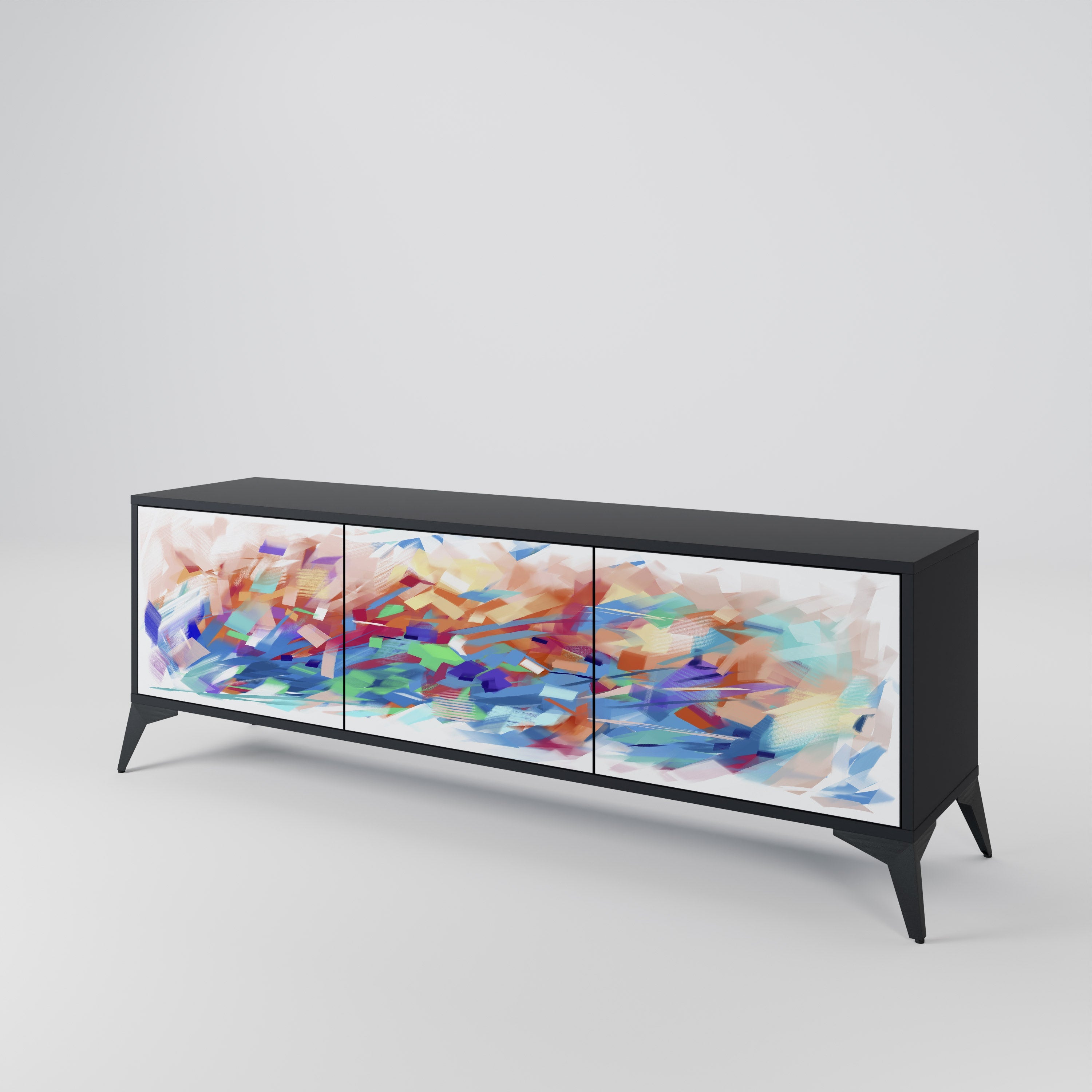 FINESSE MASH-UP TV-Lowboard mit 3 Türen in Schwarz