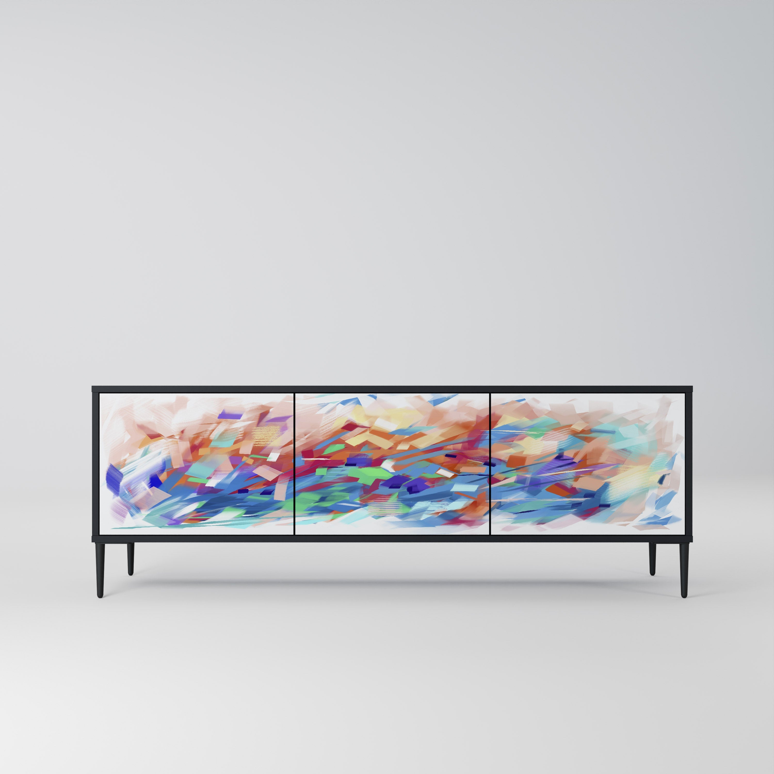 FINESSE MASH-UP TV-Lowboard mit 3 Türen in Schwarz