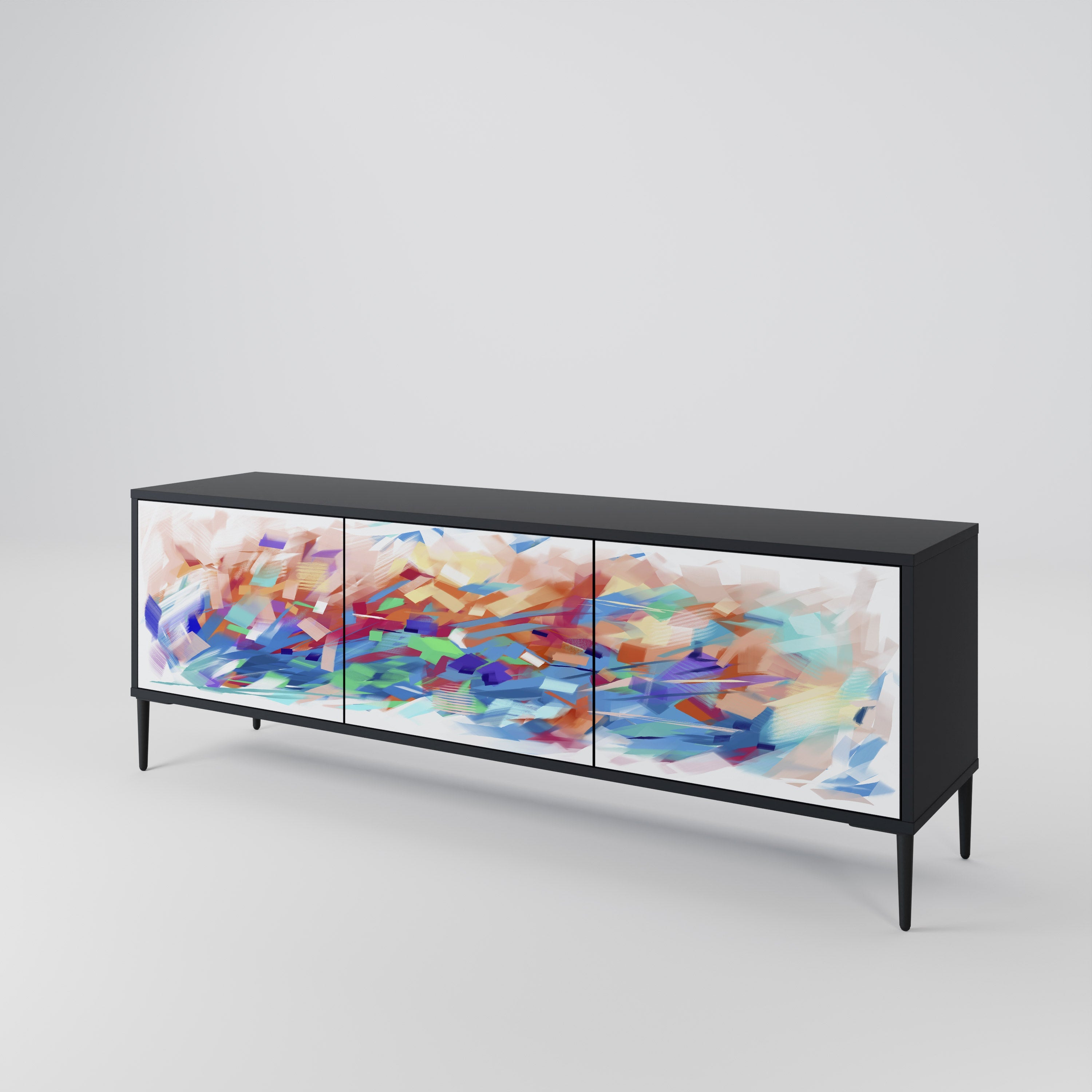 FINESSE MASH-UP TV-Lowboard mit 3 Türen in Schwarz