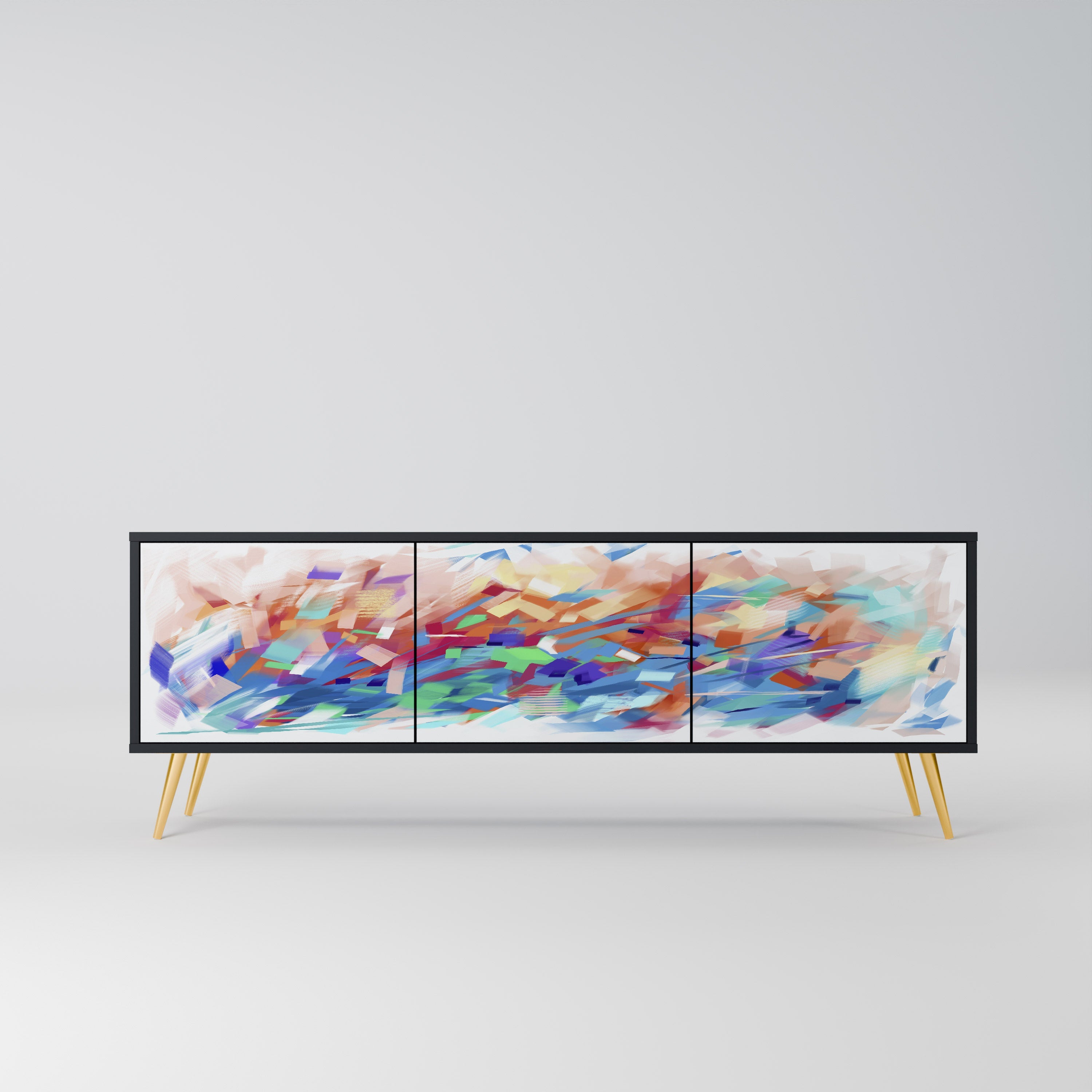 FINESSE MASH-UP TV-Lowboard mit 3 Türen in Schwarz