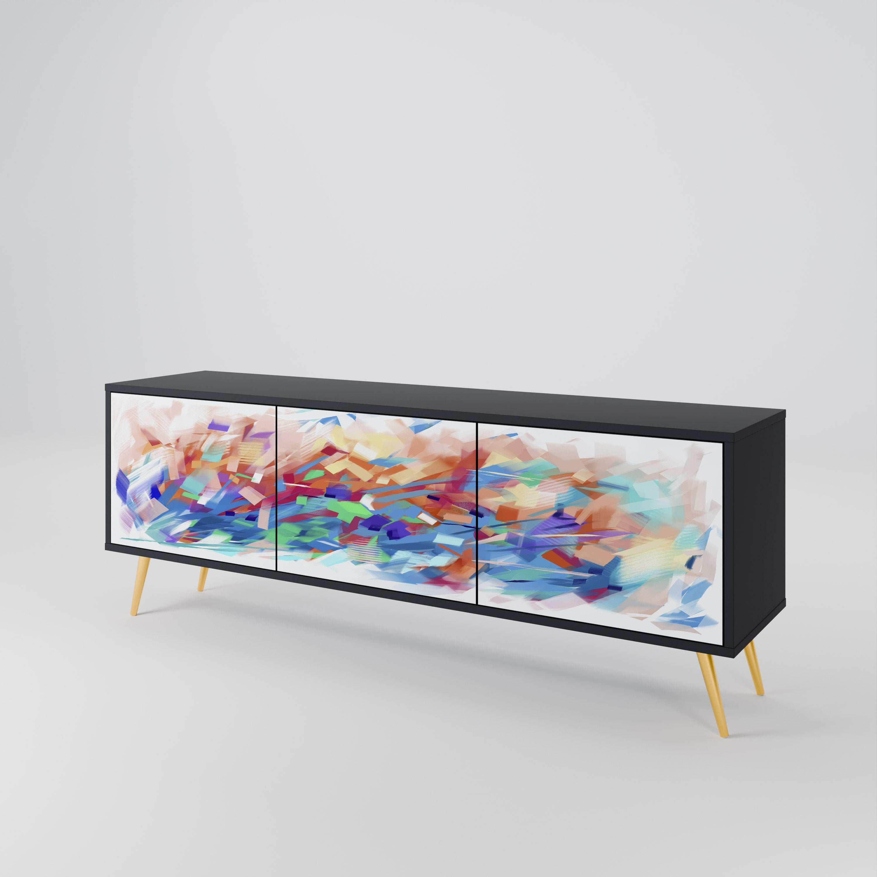 FINESSE MASH-UP TV-Lowboard mit 3 Türen in Schwarz