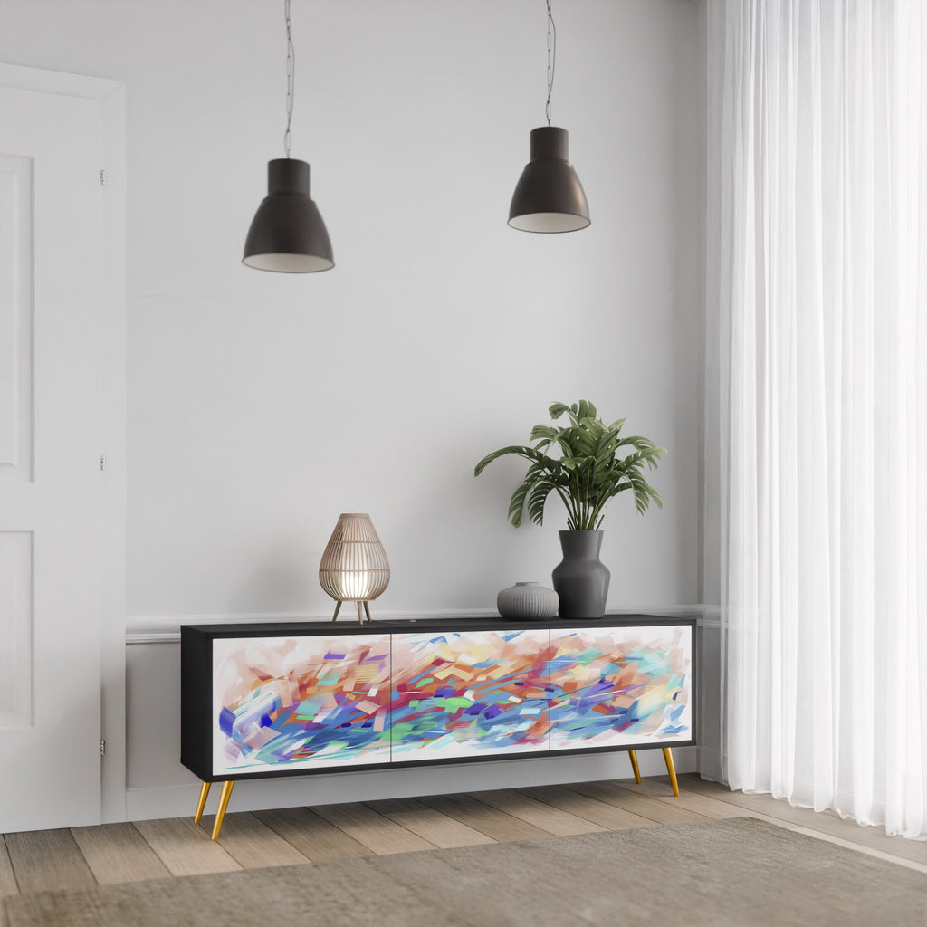 FINESSE MASH-UP TV-Lowboard mit 3 Türen in Schwarz