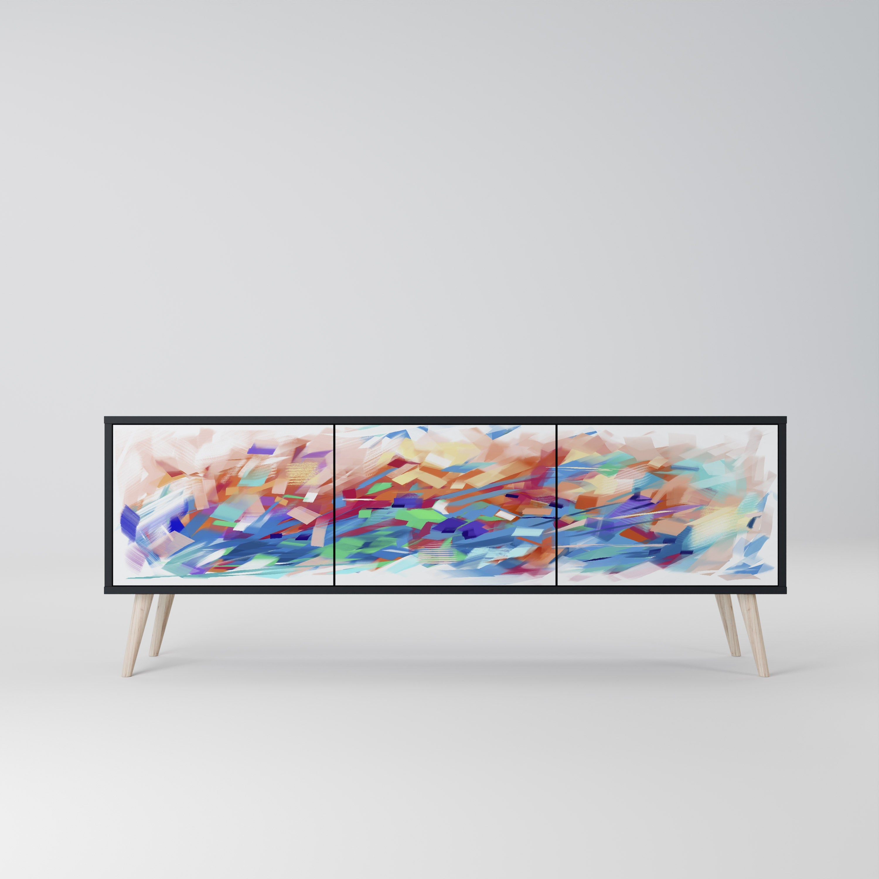 FINESSE MASH-UP TV-Lowboard mit 3 Türen in Schwarz