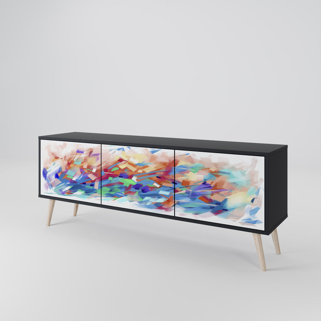 FINESSE MASH-UP TV-Lowboard mit 3 Türen in Schwarz