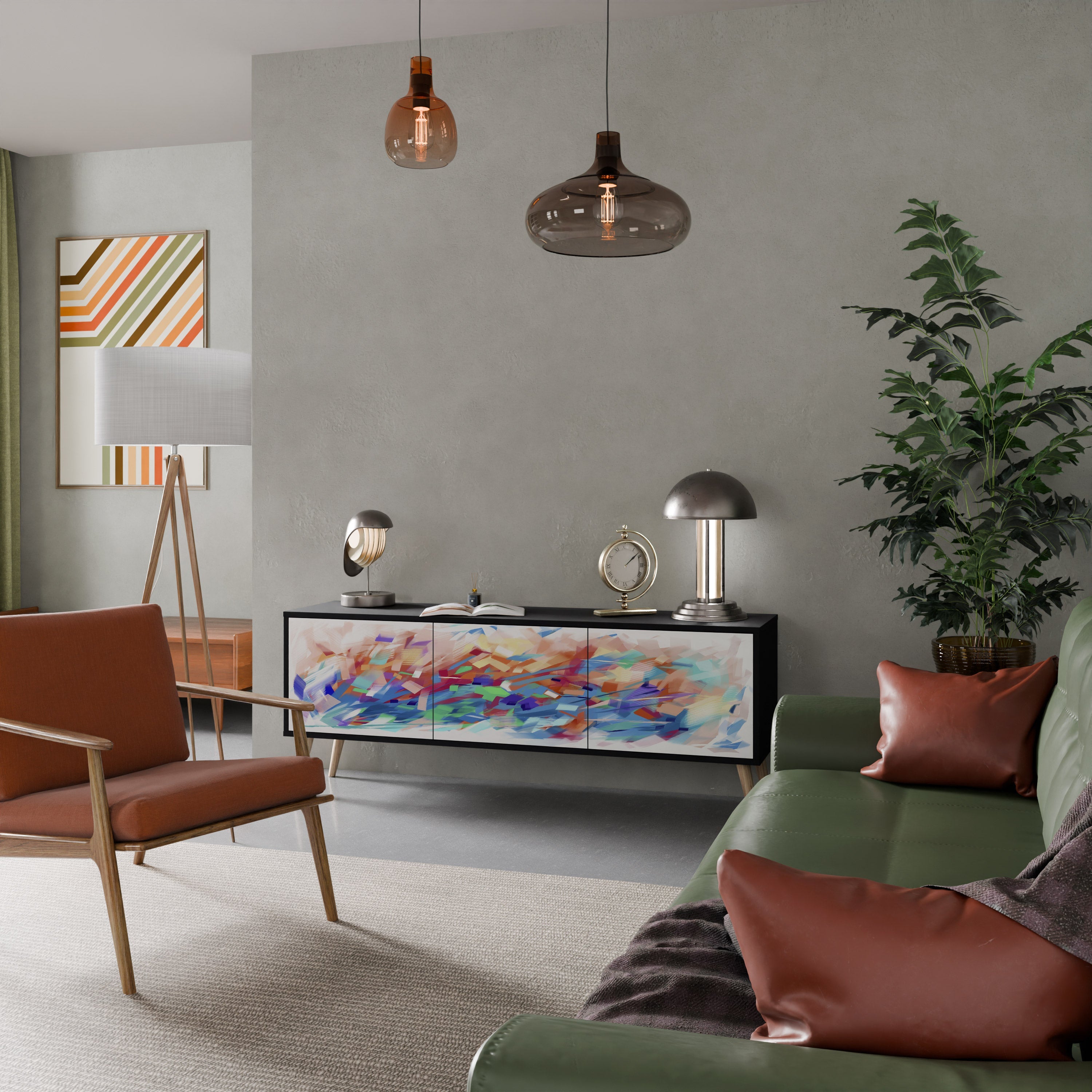 FINESSE MASH-UP TV-Lowboard mit 3 Türen in Schwarz