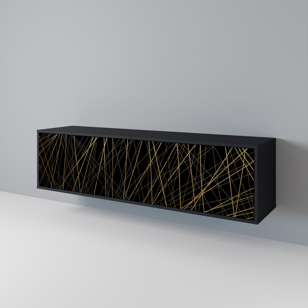 BRIGHT MESH TV-Lowboard mit 3 Türen in Schwarz