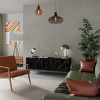 BRIGHT MESH TV-Lowboard mit 3 Türen in Schwarz