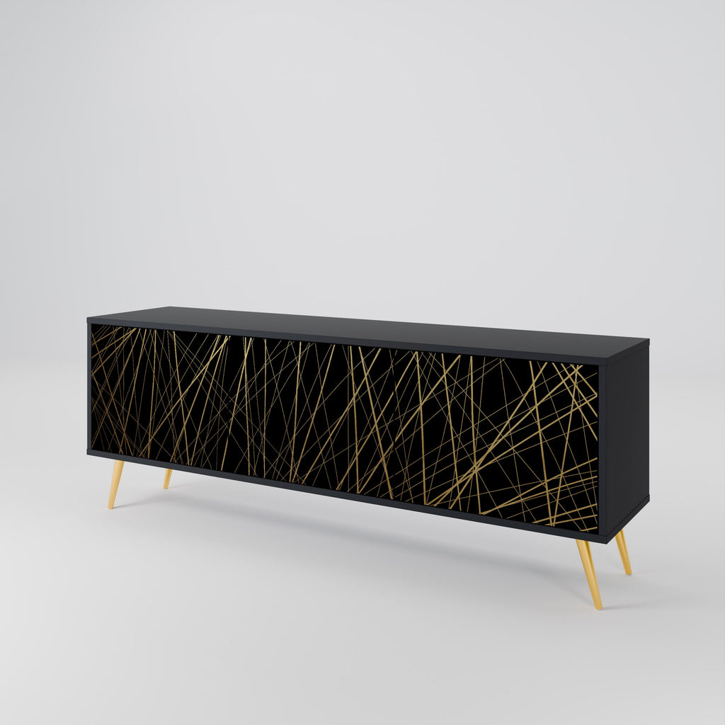 BRIGHT MESH TV-Lowboard mit 3 Türen in Schwarz