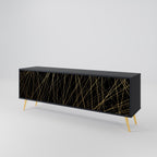 BRIGHT MESH TV-Lowboard mit 3 Türen in Schwarz
