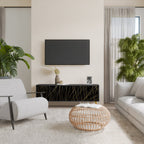 BRIGHT MESH TV-Lowboard mit 3 Türen in Schwarz