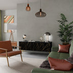 BRIGHT MESH TV-Lowboard mit 3 Türen in Schwarz