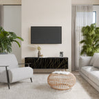 BRIGHT MESH TV-Lowboard mit 3 Türen in Schwarz