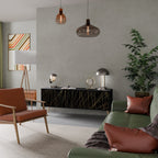 BRIGHT MESH TV-Lowboard mit 3 Türen in Schwarz