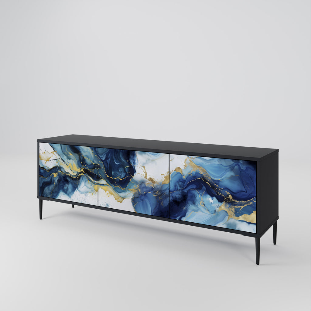 INKY MARBLE TV-Lowboard mit 3 Türen in Schwarz