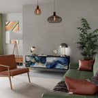 INKY MARBLE TV-Lowboard mit 3 Türen in Schwarz