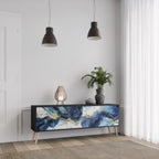 INKY MARBLE TV-Lowboard mit 3 Türen in Schwarz