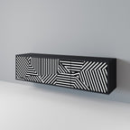 ILLUSIONARY LATTICE TV-Lowboard mit 3 Türen in Schwarz