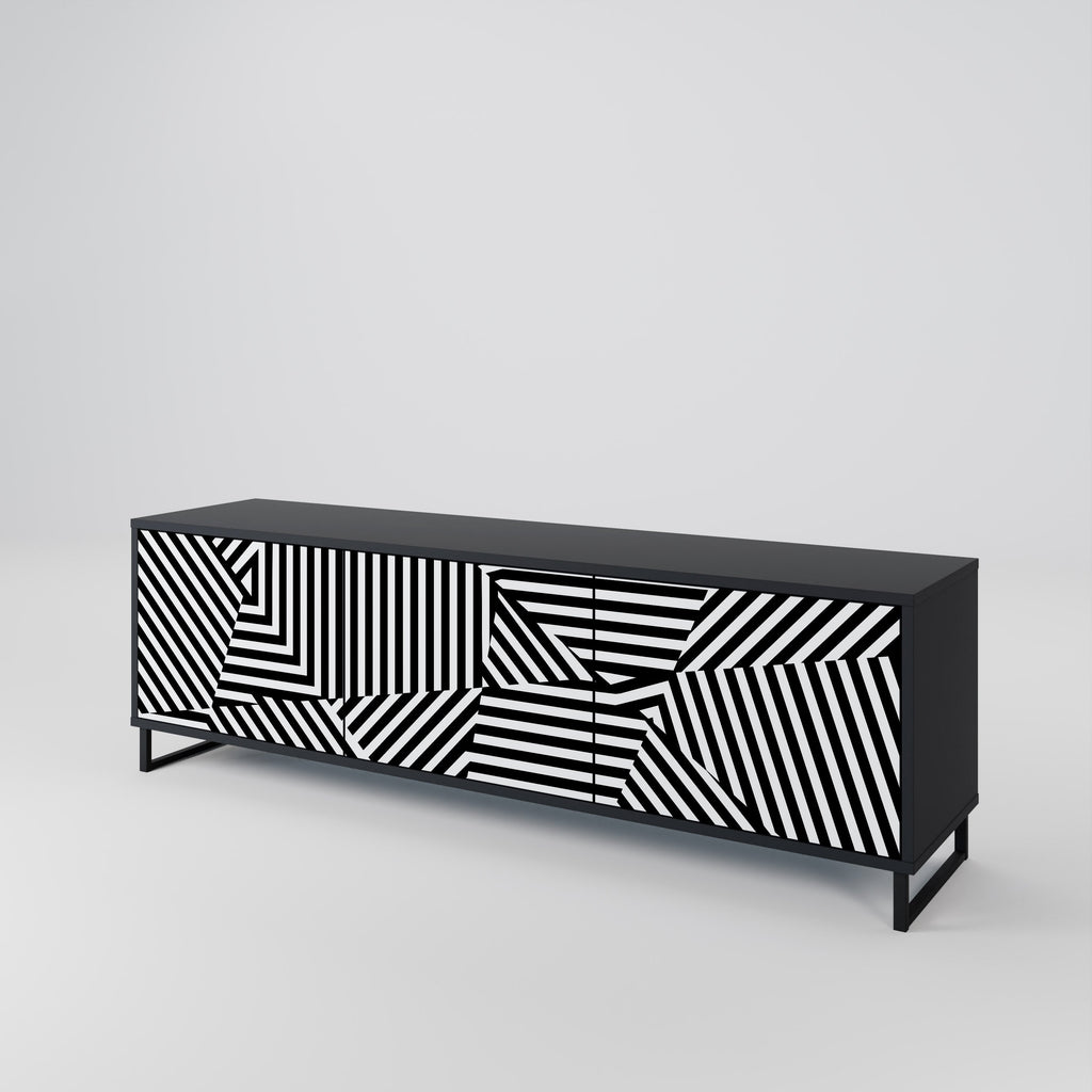 ILLUSIONARY LATTICE TV-Lowboard mit 3 Türen in Schwarz