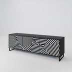 ILLUSIONARY LATTICE TV-Lowboard mit 3 Türen in Schwarz