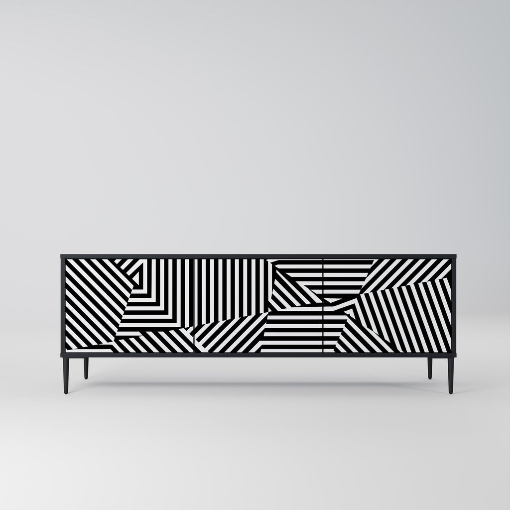 ILLUSIONARY LATTICE TV-Lowboard mit 3 Türen in Schwarz