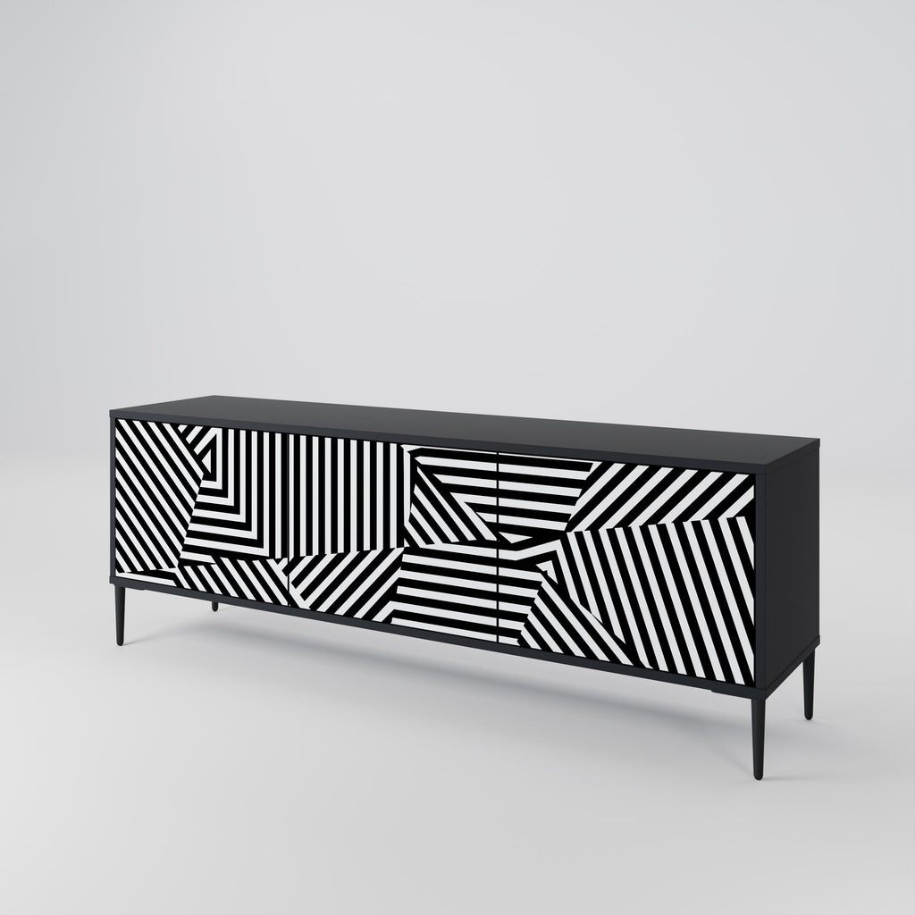 ILLUSIONARY LATTICE TV-Lowboard mit 3 Türen in Schwarz