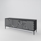 ILLUSIONARY LATTICE TV-Lowboard mit 3 Türen in Schwarz