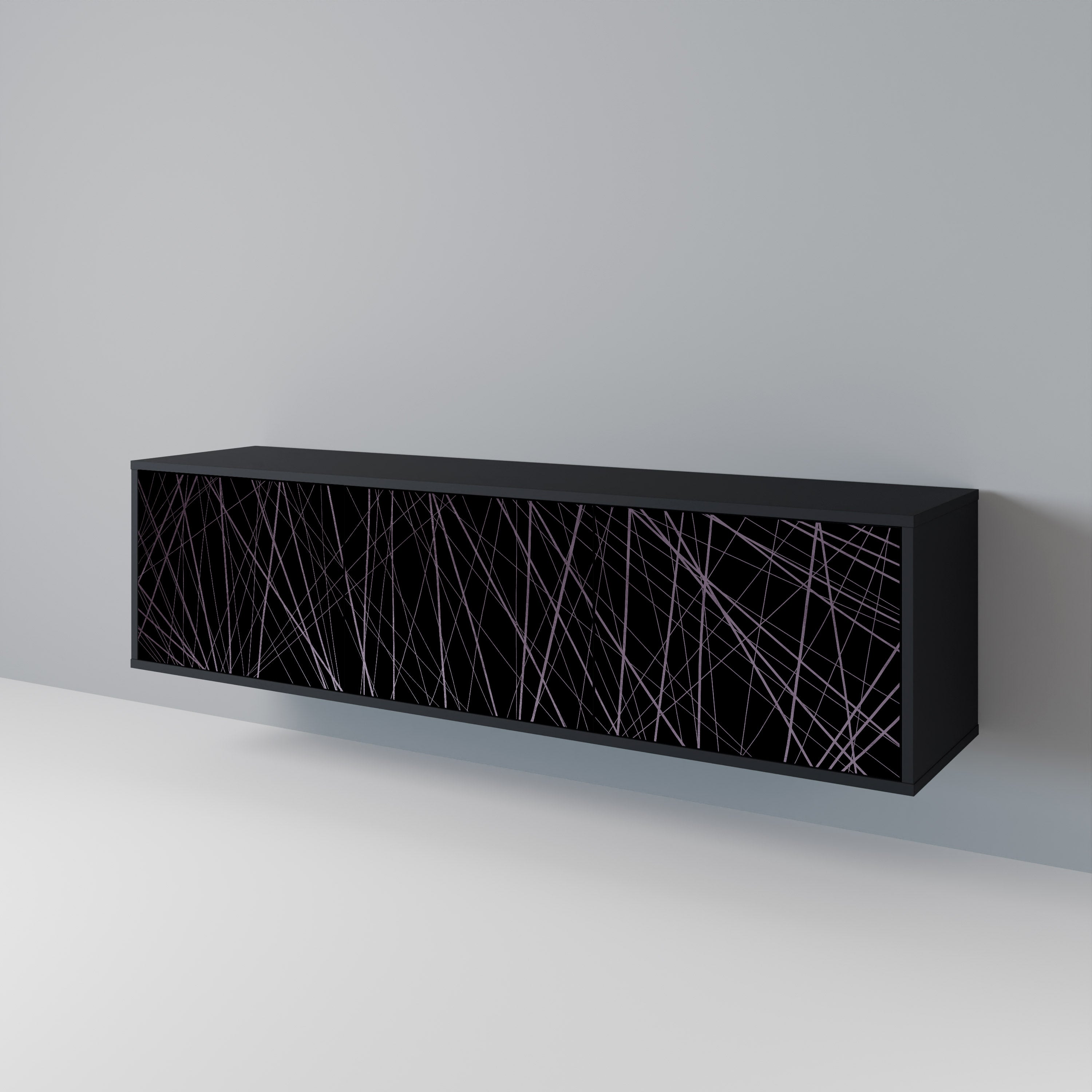 SHIMMER SPIDERGRAM TV-Lowboard mit 3 Türen in Schwarz