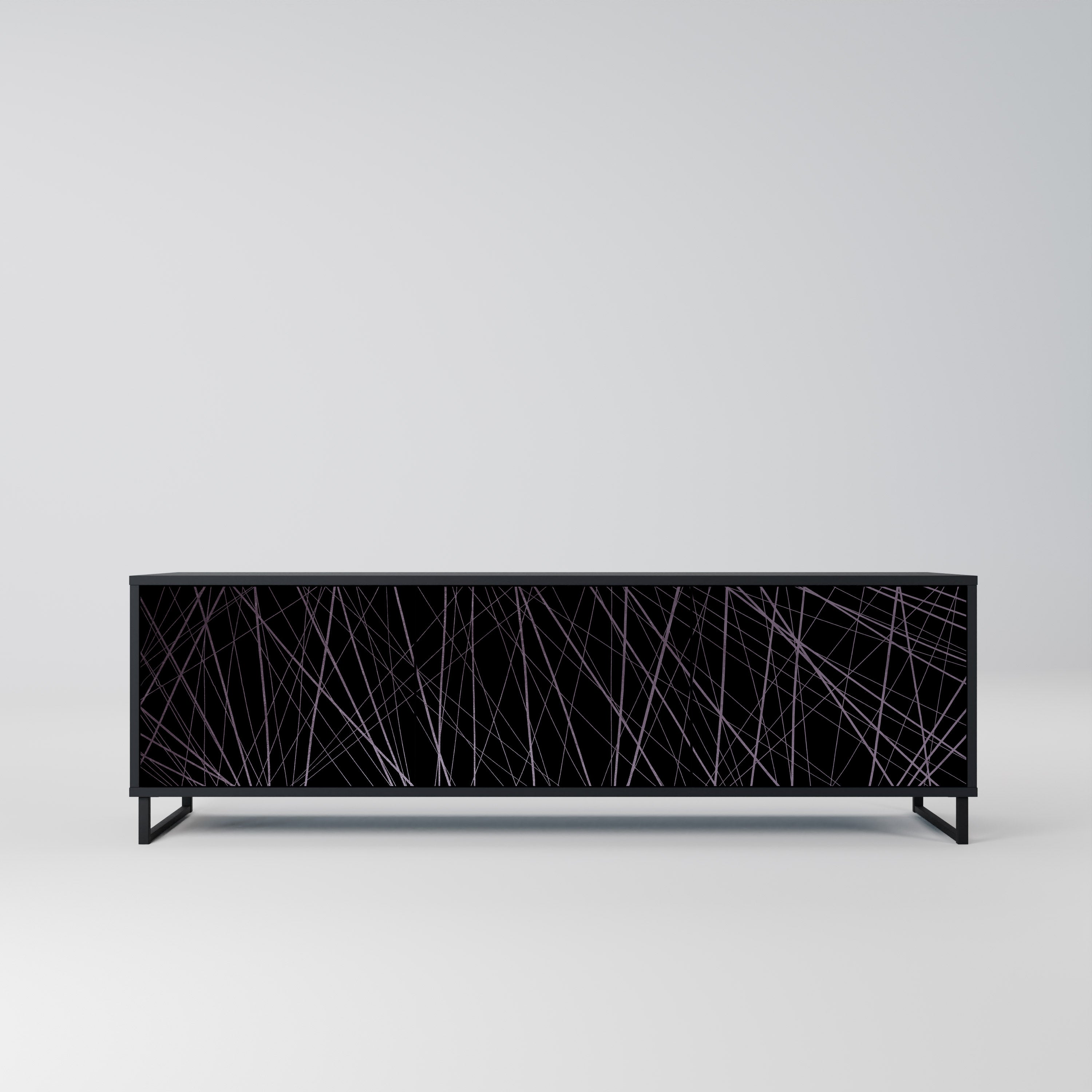 SHIMMER SPIDERGRAM TV-Lowboard mit 3 Türen in Schwarz