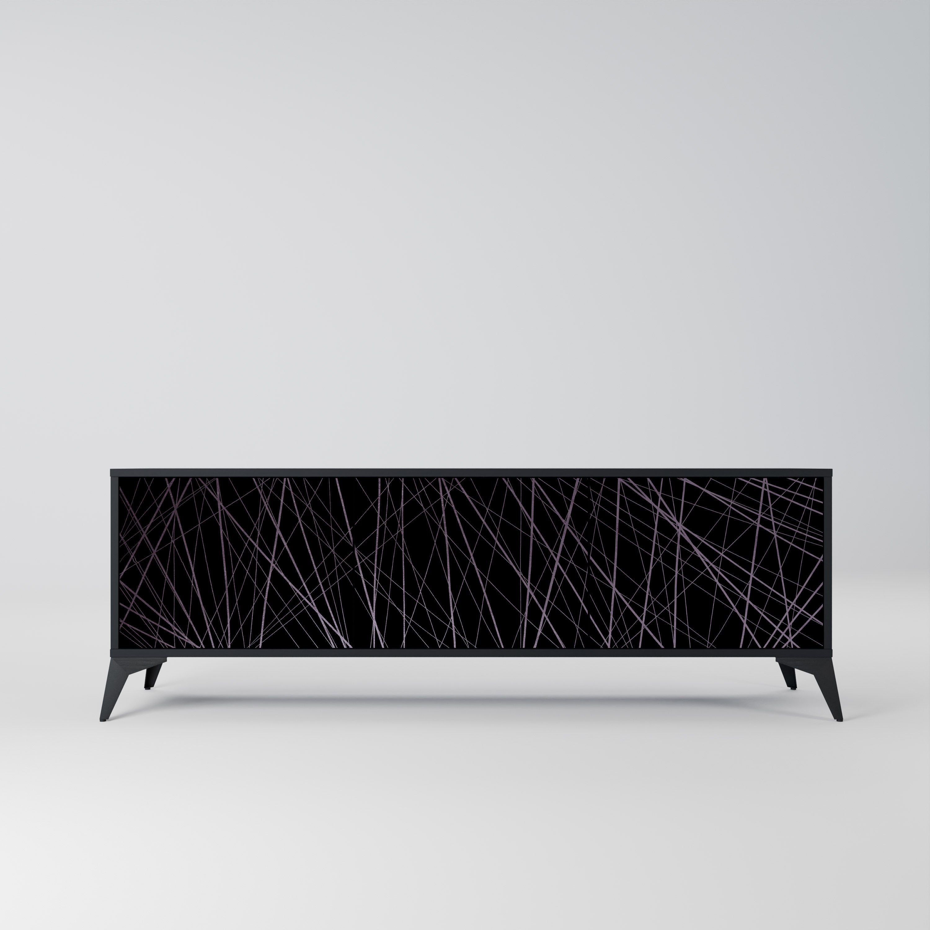 SHIMMER SPIDERGRAM TV-Lowboard mit 3 Türen in Schwarz