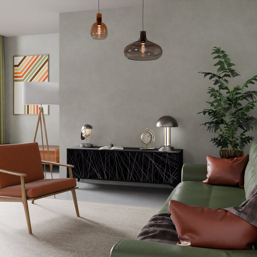 SHIMMER SPIDERGRAM TV-Lowboard mit 3 Türen in Schwarz