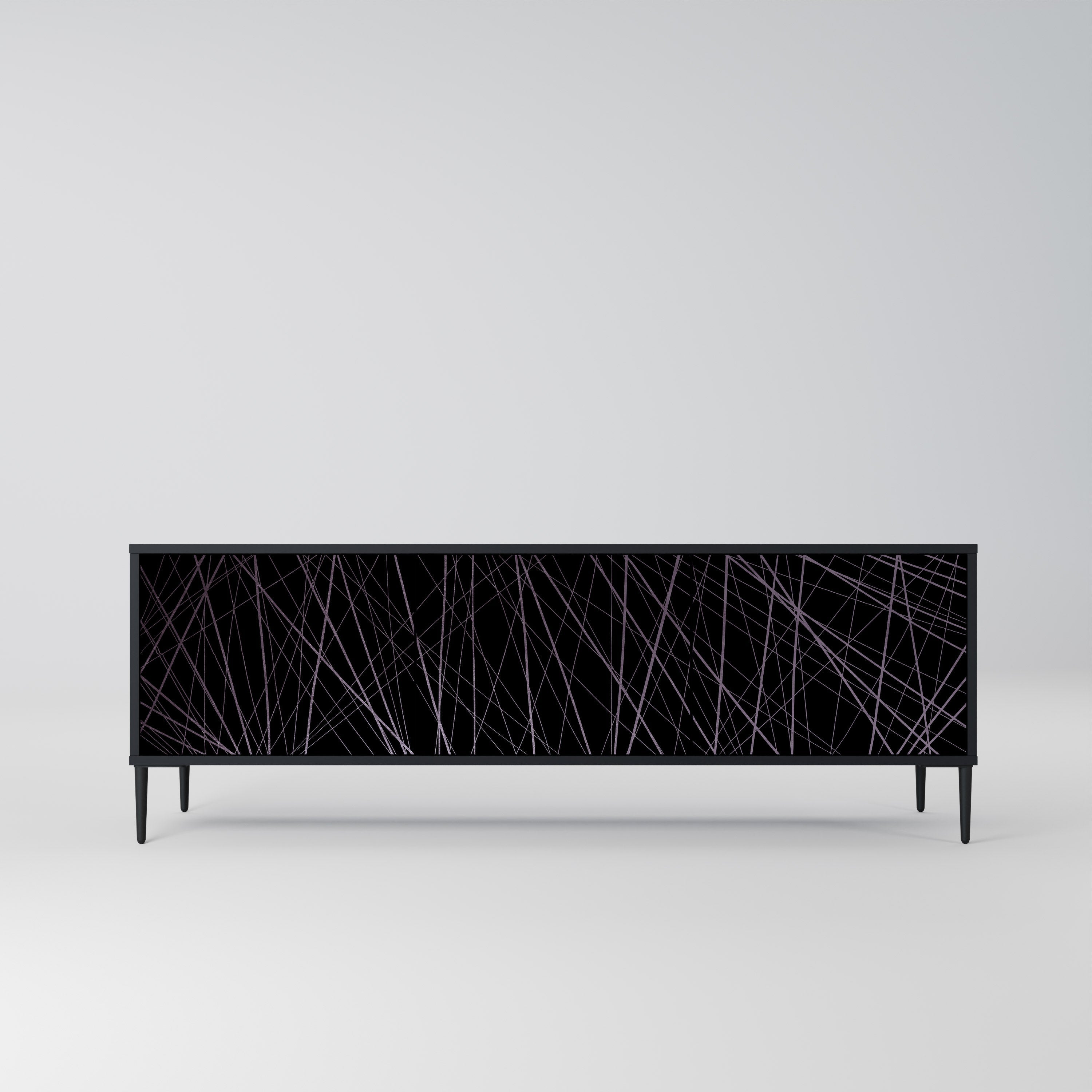 SHIMMER SPIDERGRAM TV-Lowboard mit 3 Türen in Schwarz