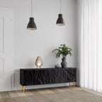 SHIMMER SPIDERGRAM TV-Lowboard mit 3 Türen in Schwarz