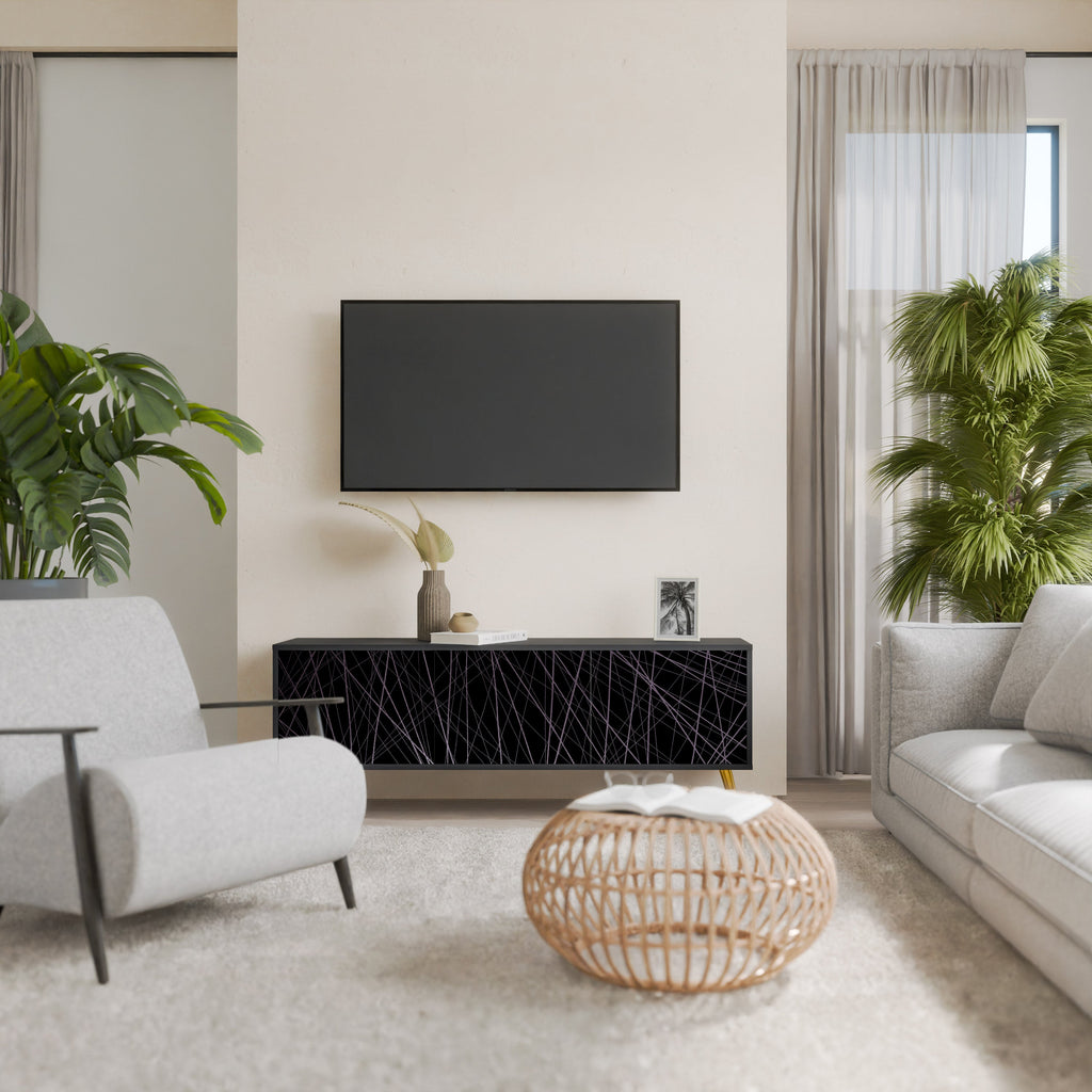 SHIMMER SPIDERGRAM TV-Lowboard mit 3 Türen in Schwarz