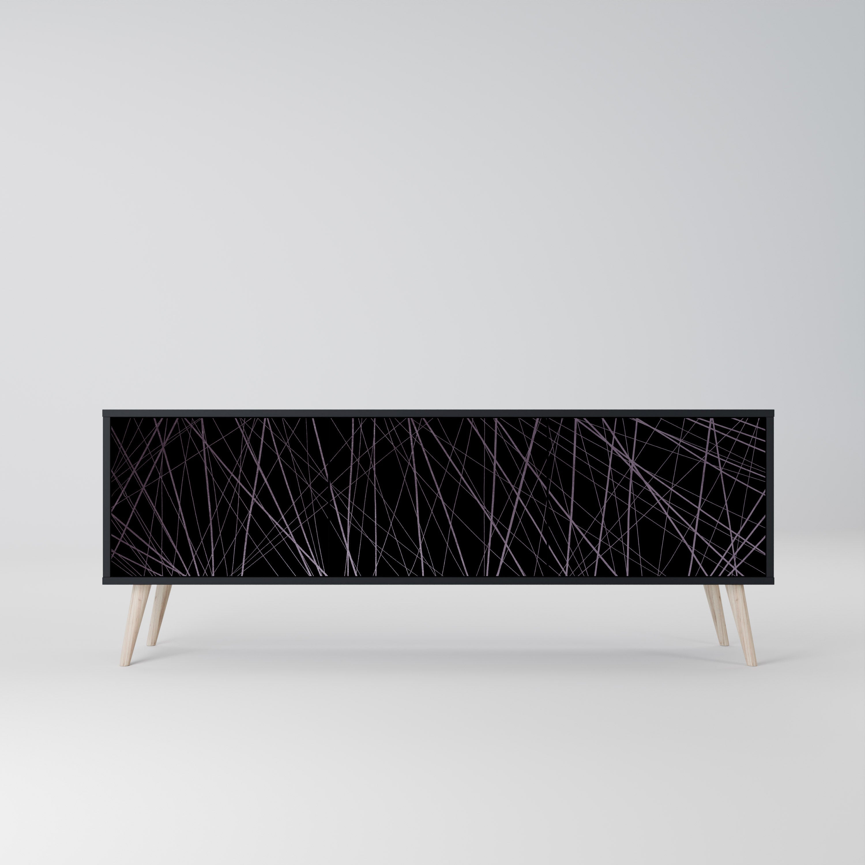 SHIMMER SPIDERGRAM TV-Lowboard mit 3 Türen in Schwarz