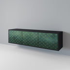 TESSELATED GREENERY TV-Lowboard mit 3 Türen in Schwarz