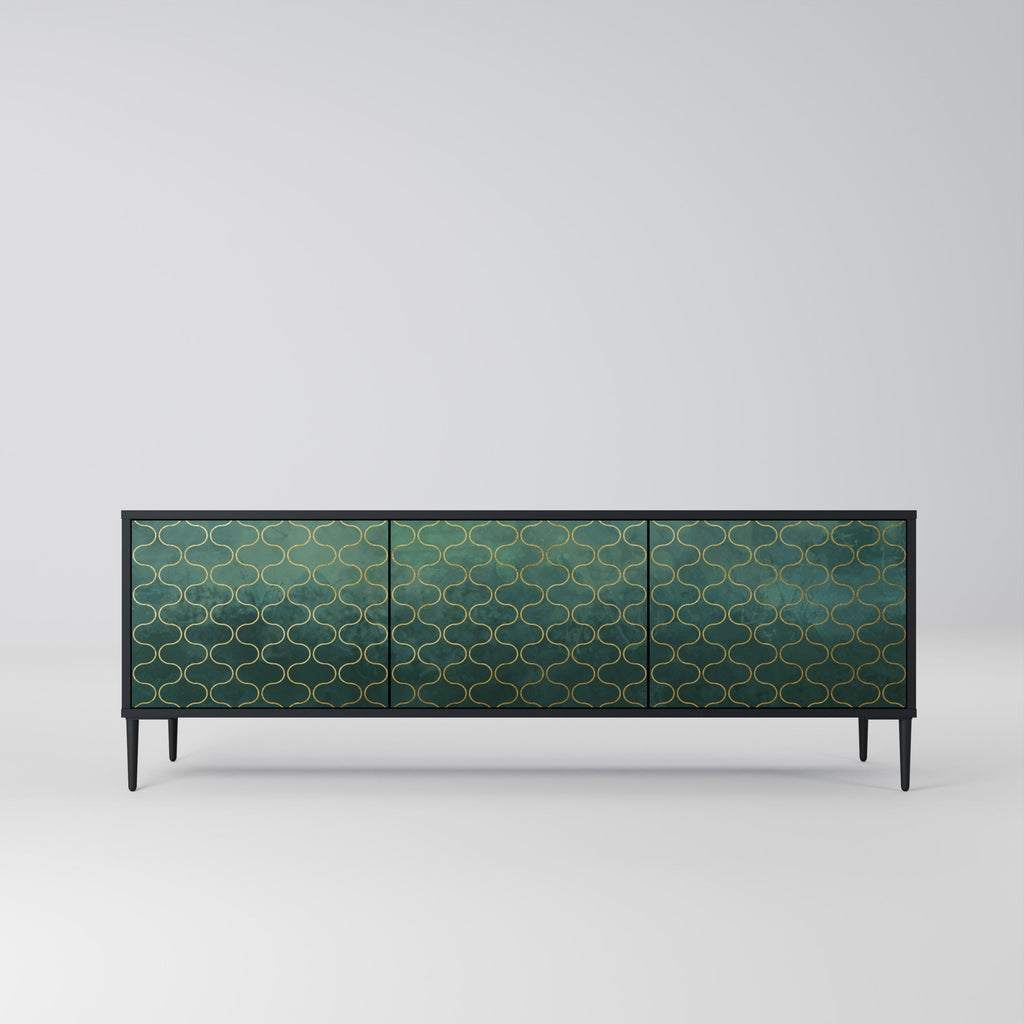 TESSELATED GREENERY TV-Lowboard mit 3 Türen in Schwarz