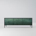 TESSELATED GREENERY TV-Lowboard mit 3 Türen in Schwarz