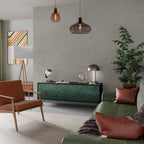 TESSELATED GREENERY TV-Lowboard mit 3 Türen in Schwarz