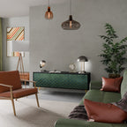 TESSELATED GREENERY TV-Lowboard mit 3 Türen in Schwarz