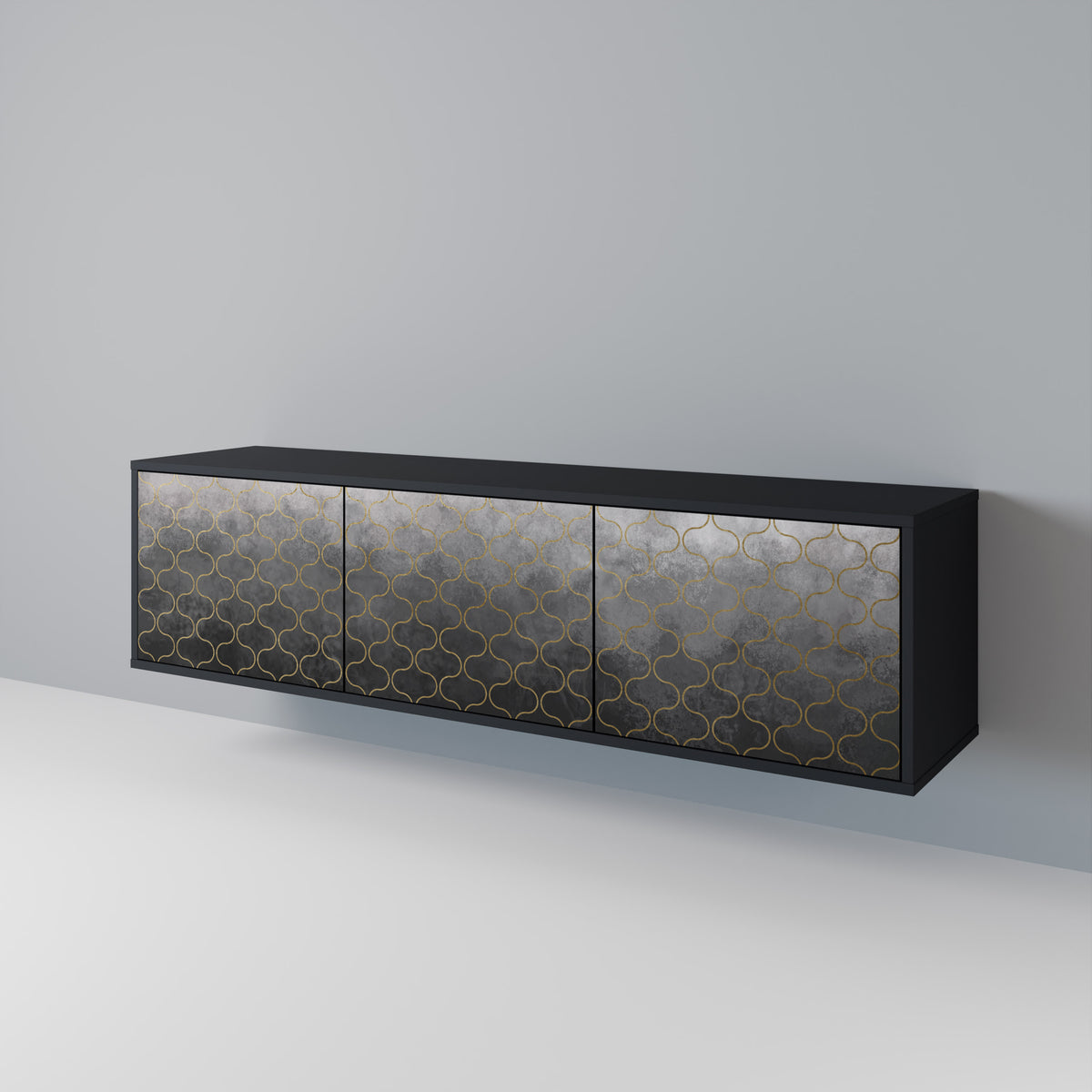 TESSELATED GRAYISH 3-türiges TV-Lowboard