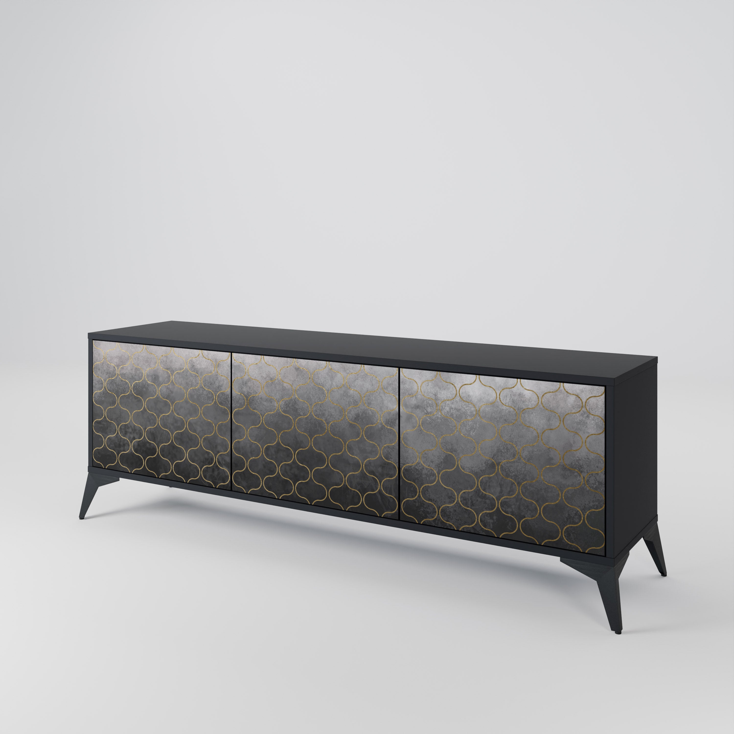 TESSELATED GRAYISH 3-Door TV Cabinet