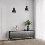 TESSELATED GRAYISH TV-Lowboard mit 3 Türen in Schwarz