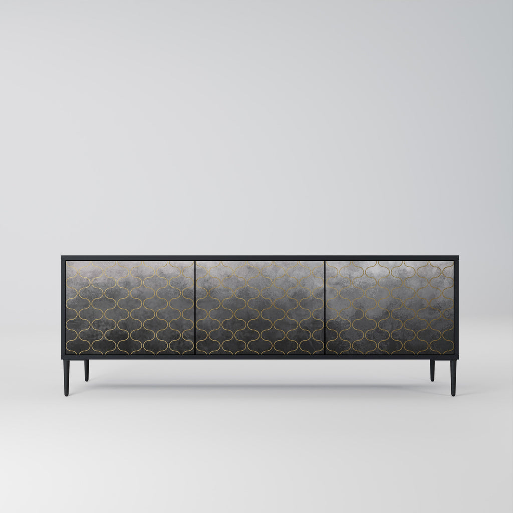 TESSELATED GRAYISH TV-Lowboard mit 3 Türen in Schwarz