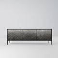 TESSELATED GRAYISH TV-Lowboard mit 3 Türen in Schwarz