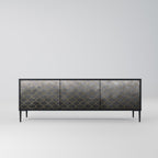 TESSELATED GRAYISH TV-Lowboard mit 3 Türen in Schwarz